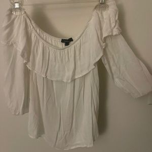 Off the shoulder white shirt